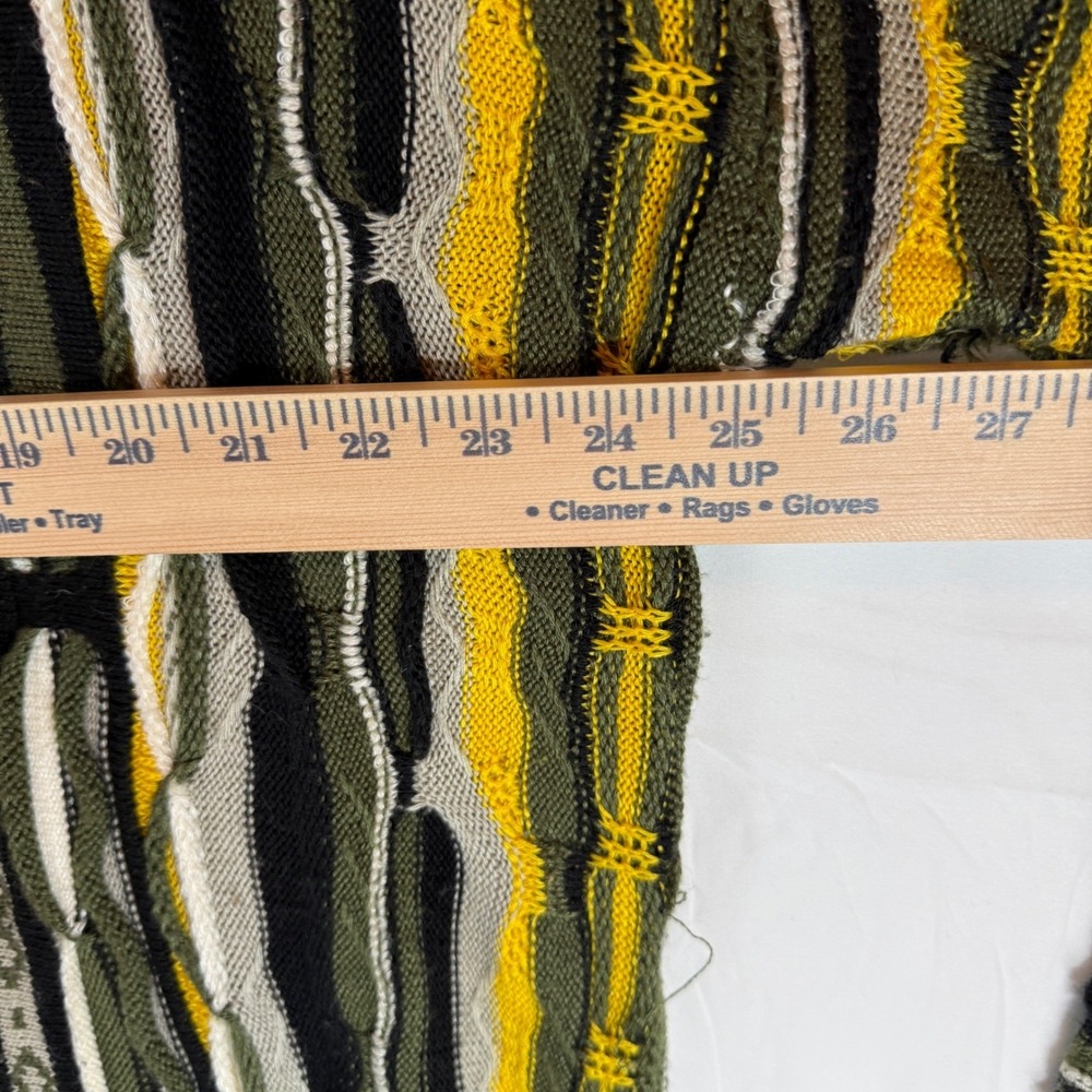 Coogi Australia Vintage 3D Knit Sweater XXL Green Yellow Black Vertical Stripe - Picture 6 of 8